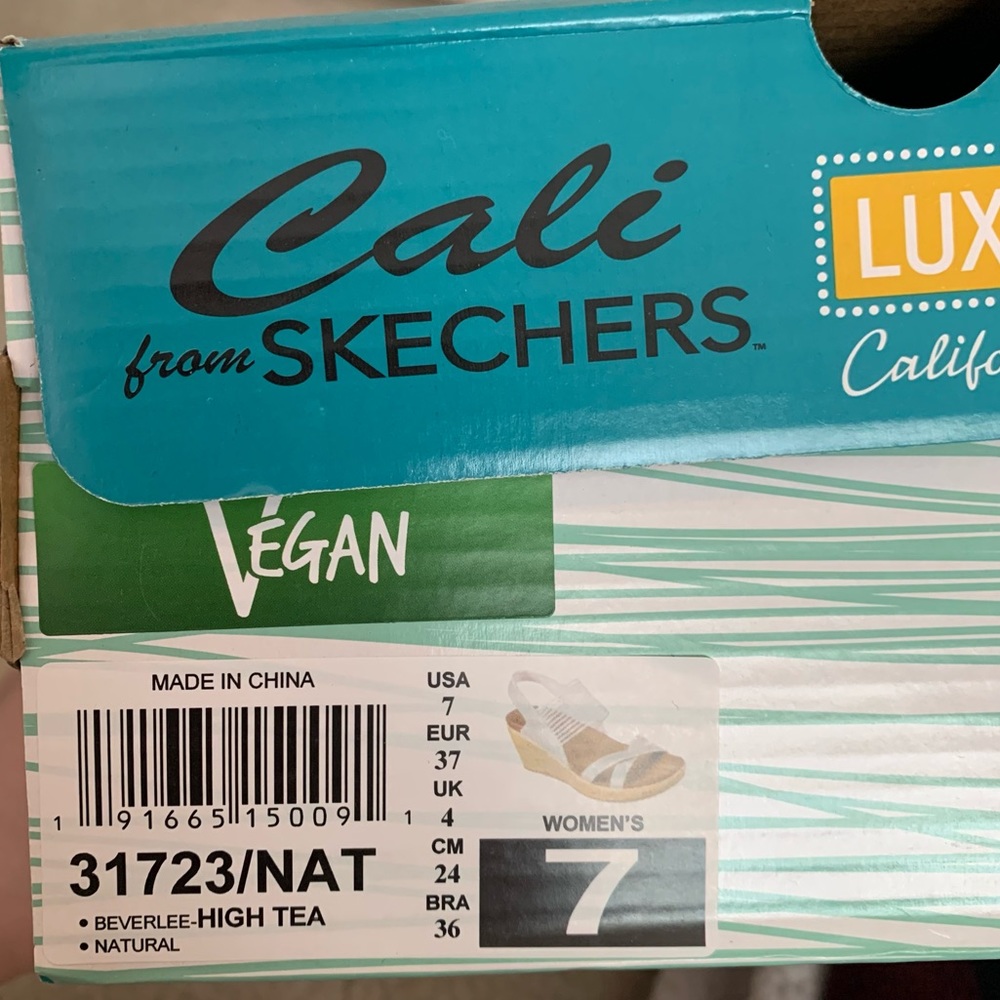 Skechers Cali Beverlee High Tea Natural Slip-On Wedge Sandals | US Size 7W - Picture 7 of 7